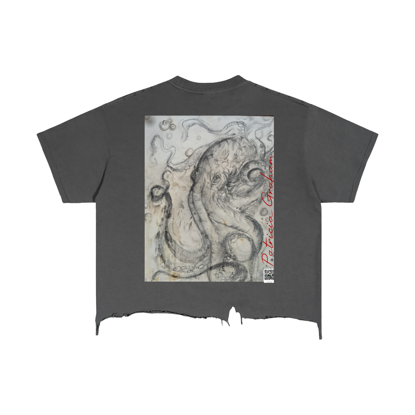 Octopus Vintage Wash Boxy Distressed Hem T-Shirt