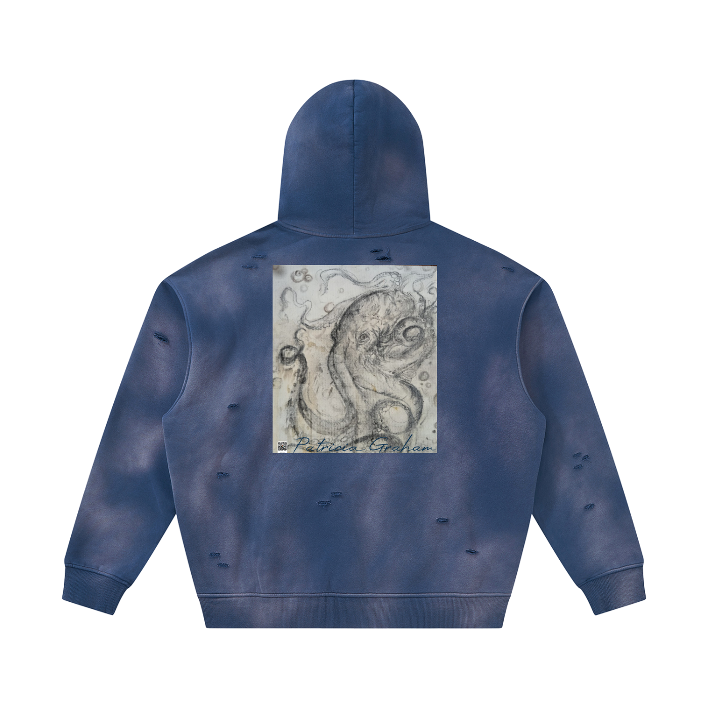 Unisex Sunfade Frayed Fleece Hoodie