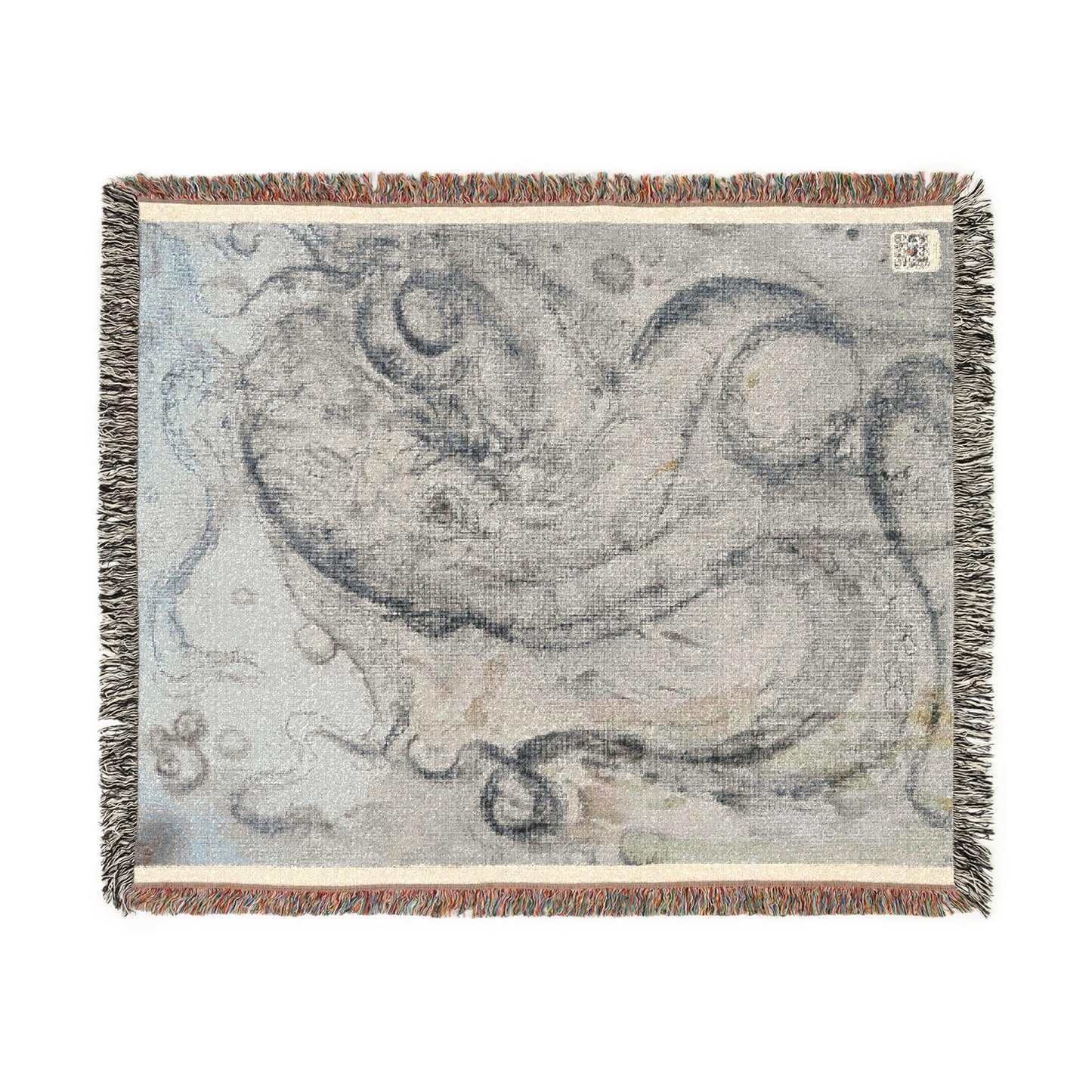 Octopus Woven Blanket — Nautical Throw Blanket with Vintage Sea Creature Design