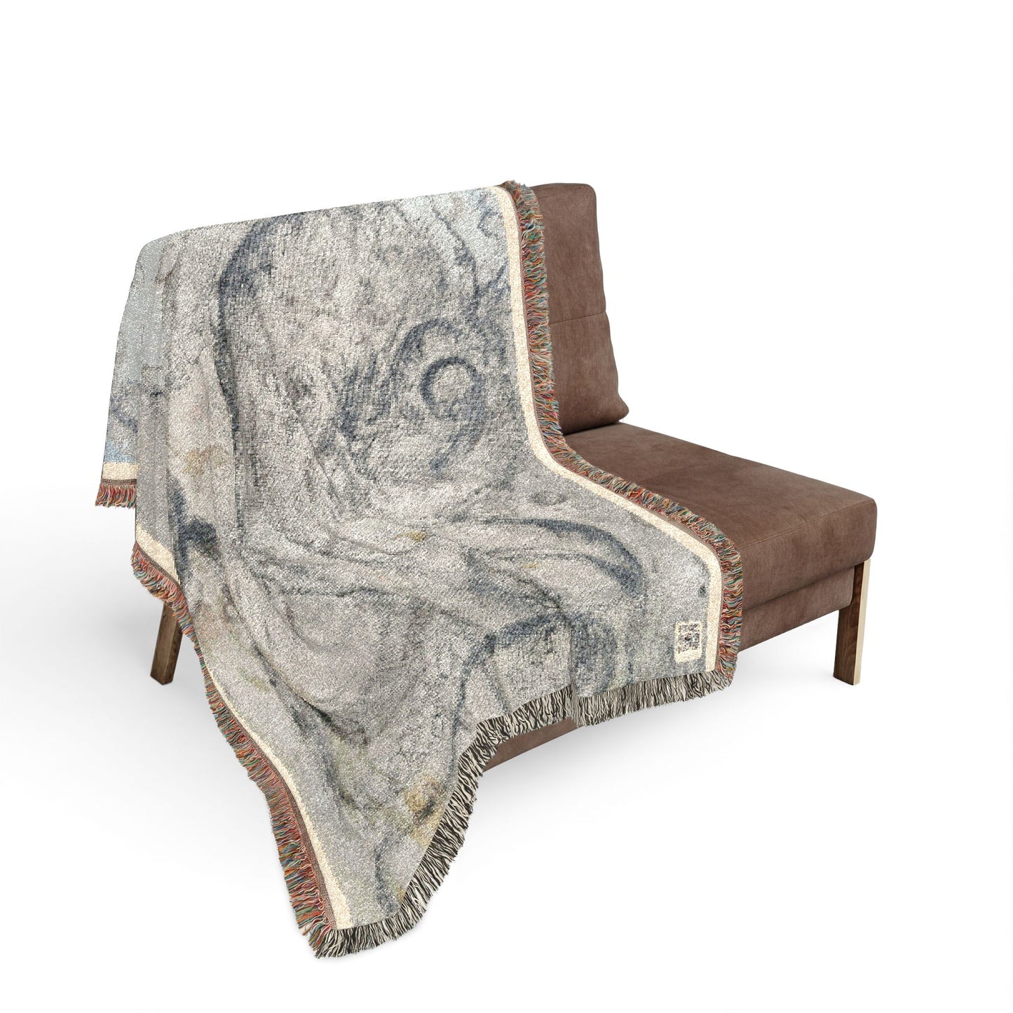 Octopus Woven Blanket — Nautical Throw Blanket with Vintage Sea Creature Design