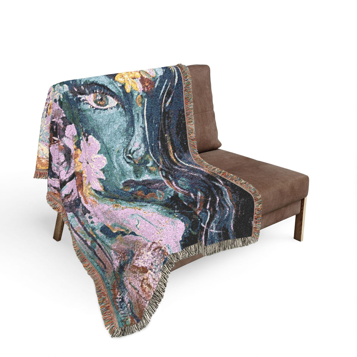 Wild Woman Rising woven art blanket by Patricia Graham