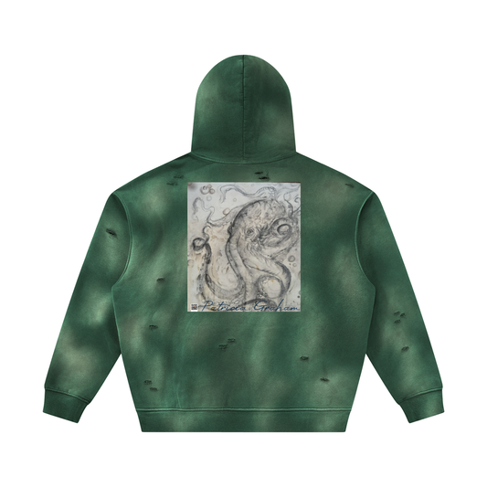 Unisex Sunfade Frayed Fleece Hoodie
