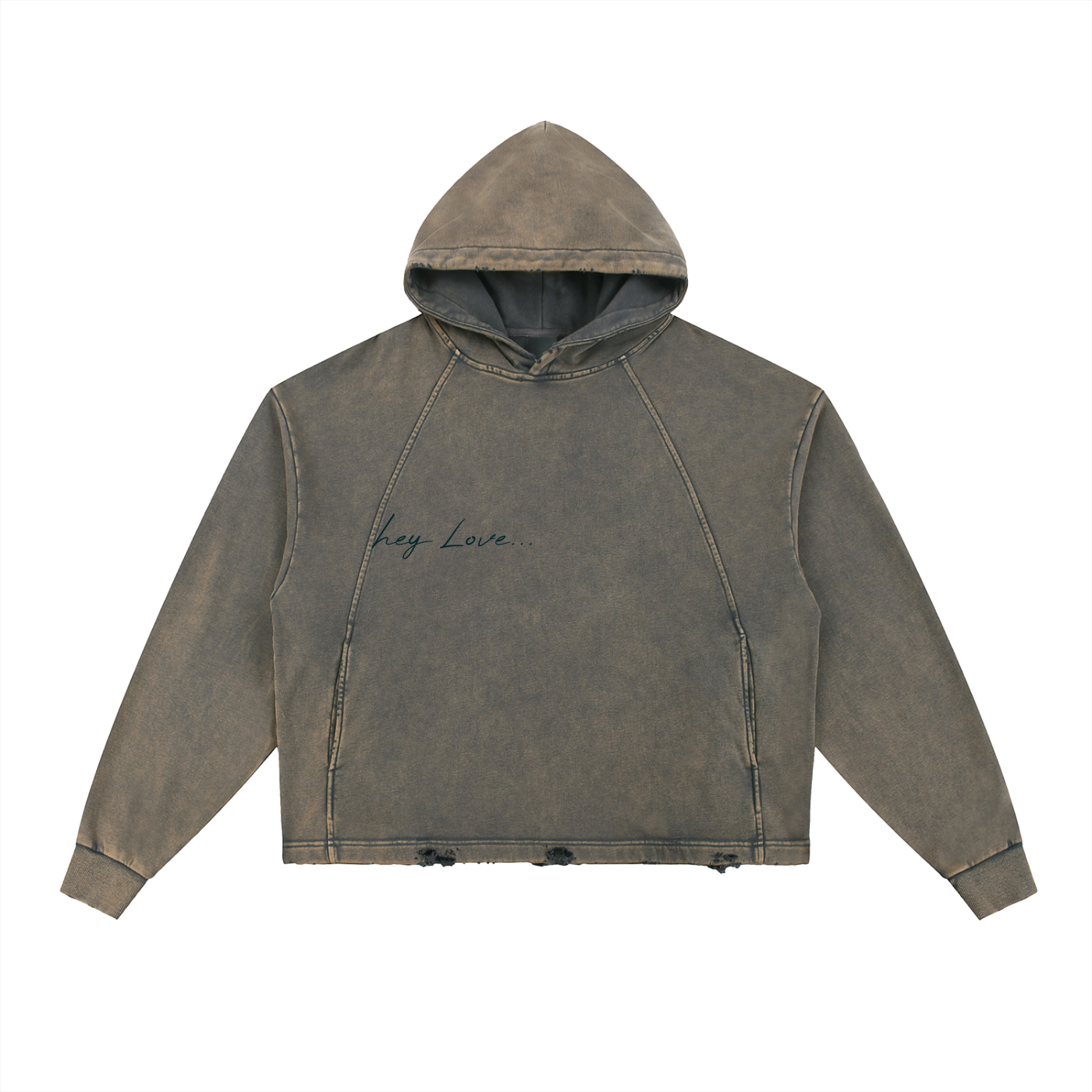 Octopus Vintage Washed Frayed-Hem Hoodie