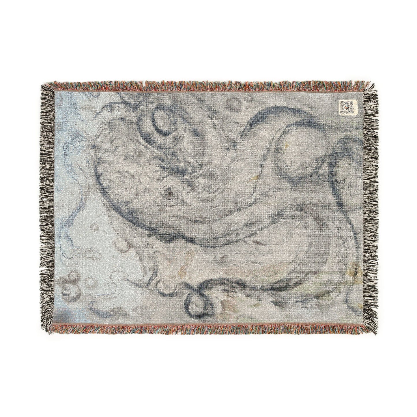 Octopus Woven Blanket — Nautical Throw Blanket with Vintage Sea Creature Design