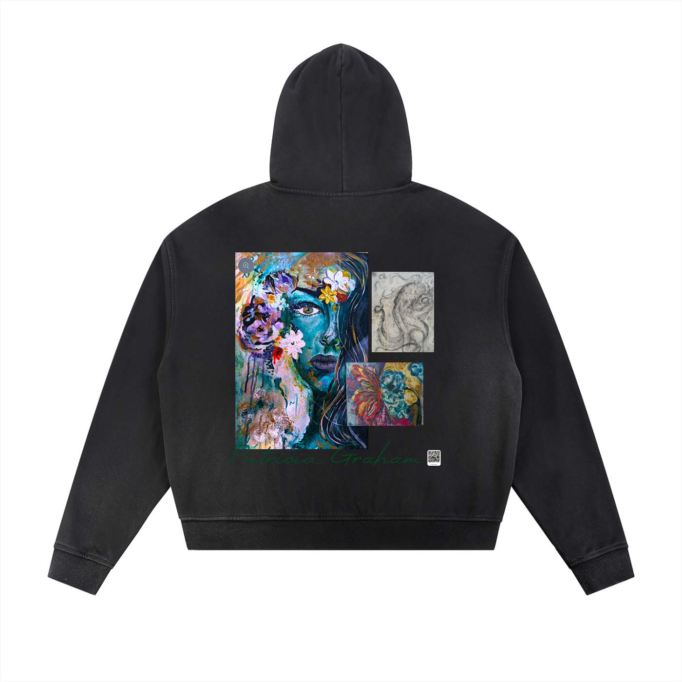 Sun Fade Frayed Raw Edge Fleece Zip Hoodie