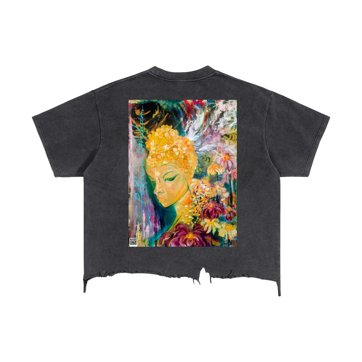 Crystal Energy Embodied Vintage Wash Boxy Distressed Hem T-Shirt