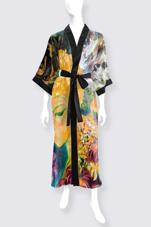 Crystal Energy Embodied wearable art satin robe