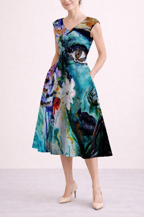 Wild Woman Rising wearable art mid-length dress